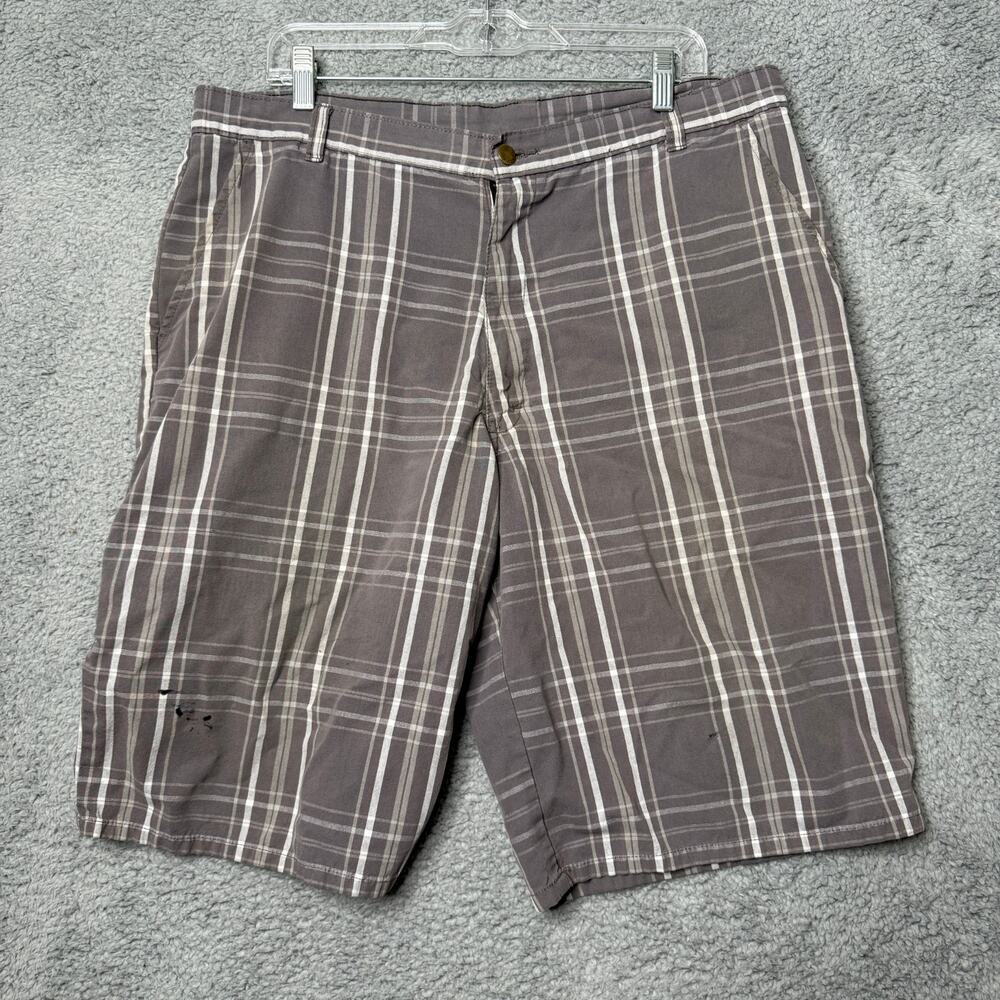 Plaid Shorts Mens Size 36 Gray WXY Chino